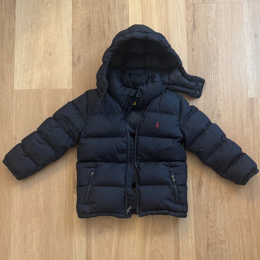 Ralph Lauren Boys The Gorham Down Hooded Jacket - Boys Size 7 - Newport Navy